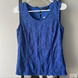 NWOT Kenneth Cole Reaction blue Lace Sleeveless Shirt, Size Small